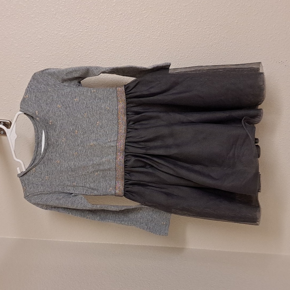 Dip Long Sleeve Gray Tulle Dress Todler Girl 3T